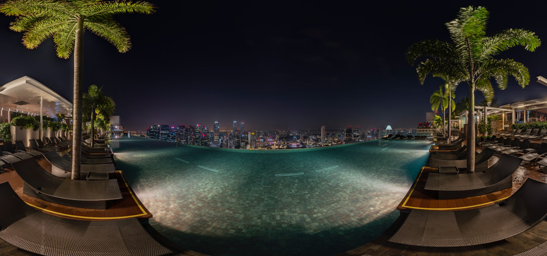 Marina Bay Sands Hotel - swimming pool – night view